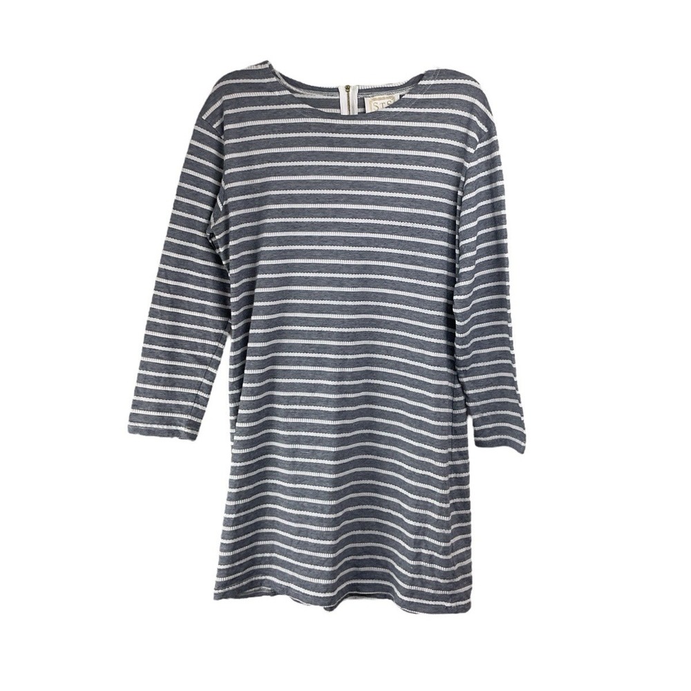Sail To Sable textured baby blue striped dress - Large